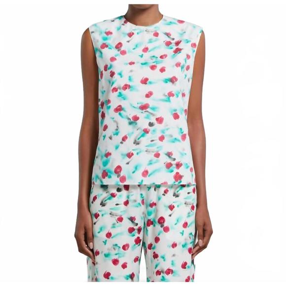 NEW MARNI sleeveless crewneck with zipper in lily white